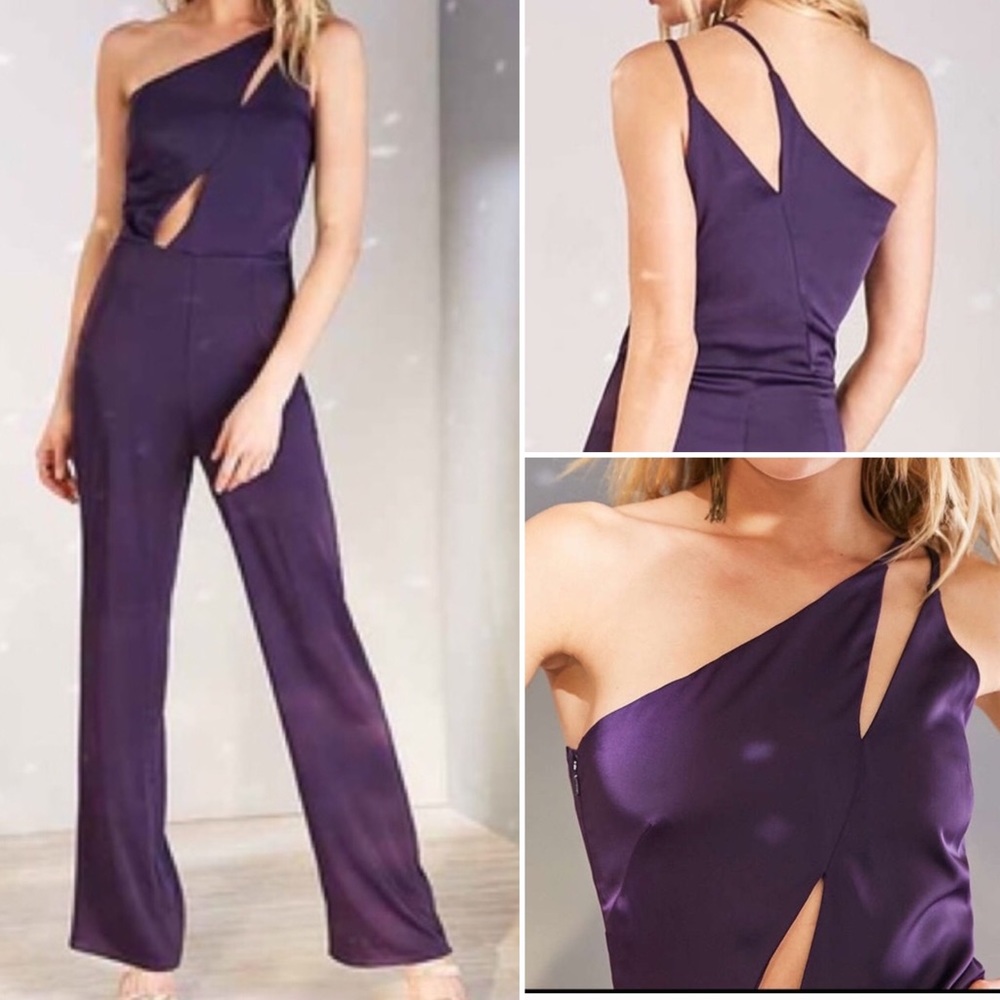 Oh My Love Plum Satin Jumpsuite